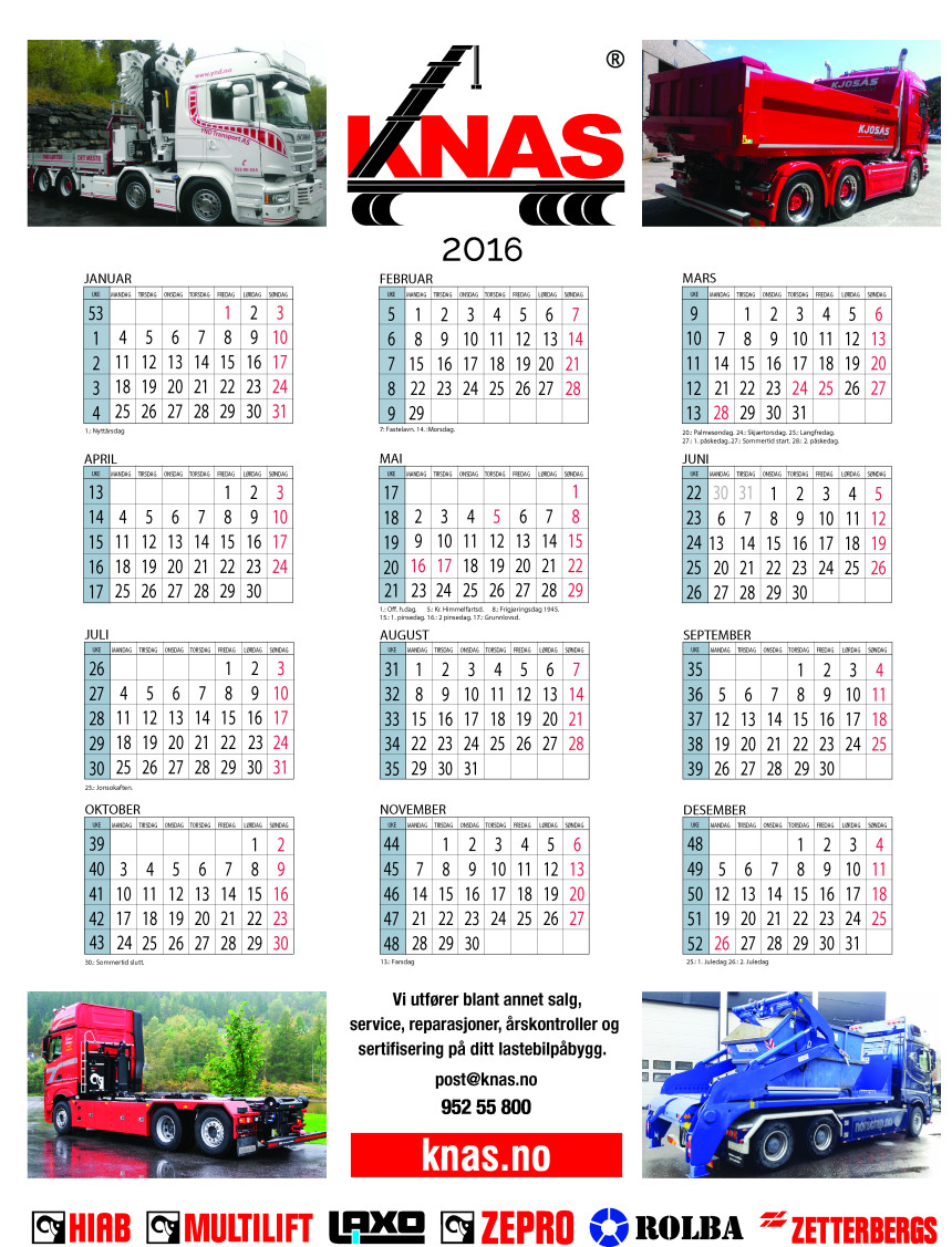 Flott KNAS kalender til alle våre kunder.